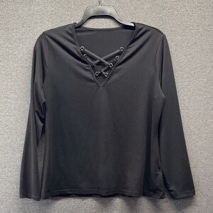 Black Lace-Up Women's Top